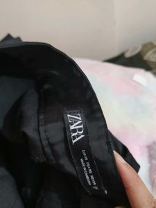 Zara Black Satin Cargo Pants