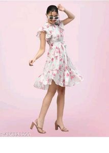 Floral Print White Dress
