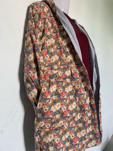 Floral Print Open Front Coat