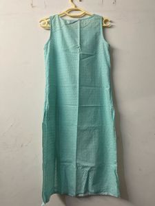 Sleeveless Sea Green Kurti
