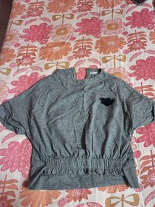 Gray Casual Baggy Crop Top