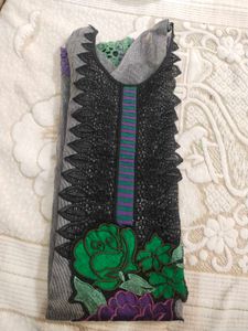 Elegant Black &amp; Gray Kurta With Legging And Dupatt