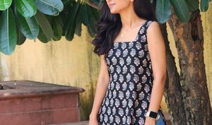 Floral Print Kurti with Side Slits