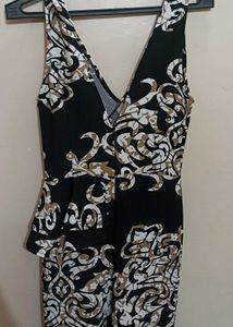 Elegant Black Print Dress