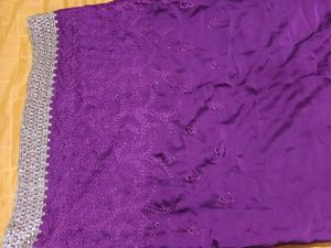 Purple designer saree with blouse
