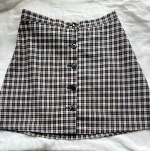 Plaid Button-Front Skirt