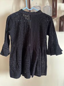 Eyelet Black Blouse