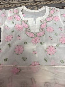 Pink Embroidered Lucknowi Kurta Set