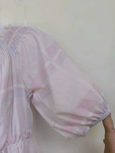 White &amp; Pink Checkered Dress