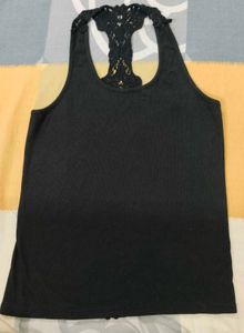 Black Tank Top with Lace Detail