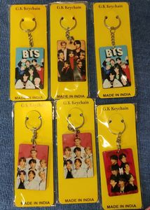 BTS Wooden Keychains And Stickers Combo💜✨