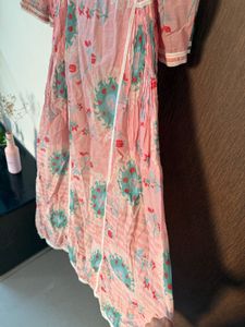 W | Floor Length Floral Pink Kurta