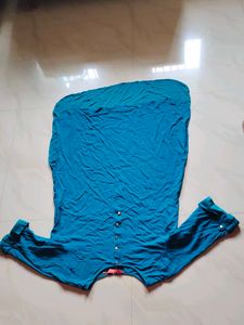 Teal Sleeveless Top with Gold Buttons