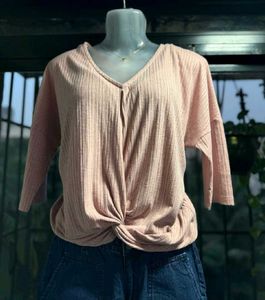 Peach Twist Front Top