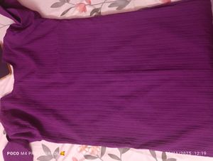 Purple Embroidered Popcorn Kurthi