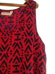 Red &amp; Black Print Tank Top