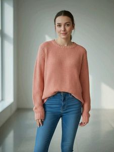 Peach Knit Pullover Sweater