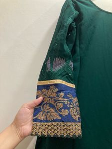 Green Embroidered Pakistani Suit