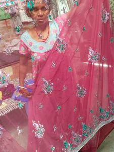 Half Net Saree
