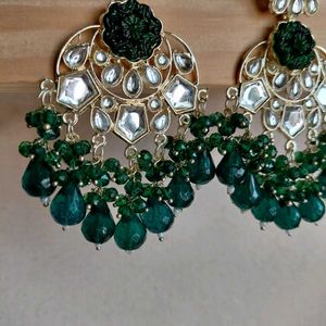 Green Kundan Earrings