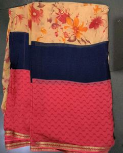 Floral Pink Yellow Saree 💕