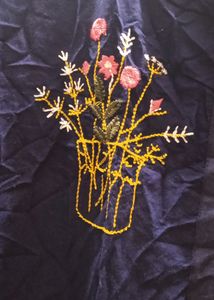 Navy Blue Embroidered Kurti