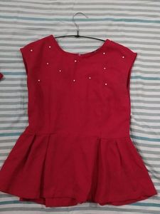 Annabelle By Pantaloons Red Peplum Top