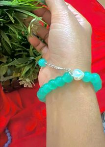Teal Beaded Bracelet with Pearl 🧿🦪 Cute 🥰💕😘❤️