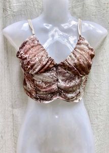 I. Brown Print Crop Top