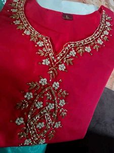 Elegant Red Embroidered Kurta Set