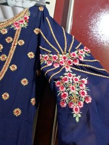 Embroidered Navy Blue Kurti