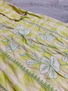 Green Embroidered Kurta set with dupatta and salwa