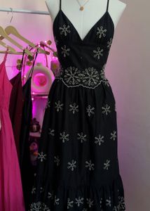 Embroidered Black Sundress
