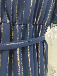 Sztori Blue &amp; Gold Striped Formal Dress