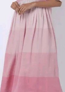 Ajio Fusion Pink Striped Anarkali Kurti