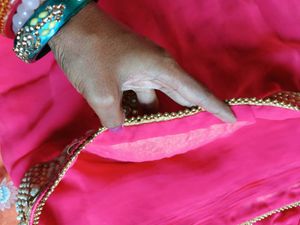 Pink Embroidered Saree