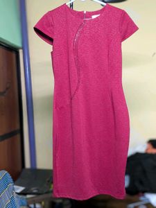 Burgundy Cap Sleeve Sheath Dress