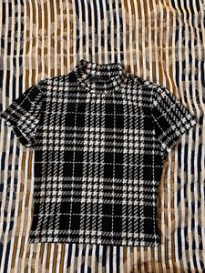 SHEIN (S) Plaid Mock Neck Top