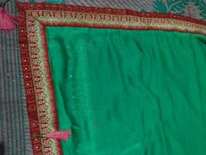 Saree With Border Work And Blouse Piece