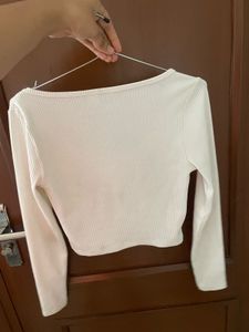 White Long Sleeve Crop Top