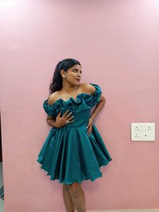 Off Shoulder Green Dress