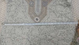 LUCKNOWI/CHIKANKARI GREY KURTA