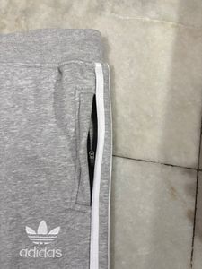 Adidas Grey 3 Stripes Straight Fit Sweatpants