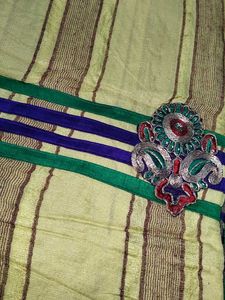 Striped Saree with Embroidered Detail