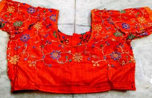 Orange color Wedding Silk Blouse