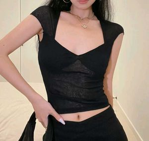 Semi Sheer Cap Sleeve Casual Top