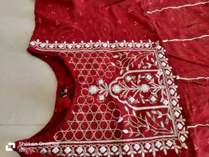 Red Embroidered Kurti Dress