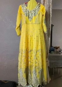 Yellow Embroidered Anarkali Suit