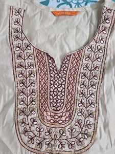 Elegant Cream Embroidered Kurta Set