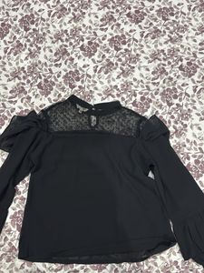 Elegant Black Ruffle Blouse